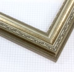 This 2 " wide frame comes in a ornamental silver finish. This classic frame will add elegance to any artwork.